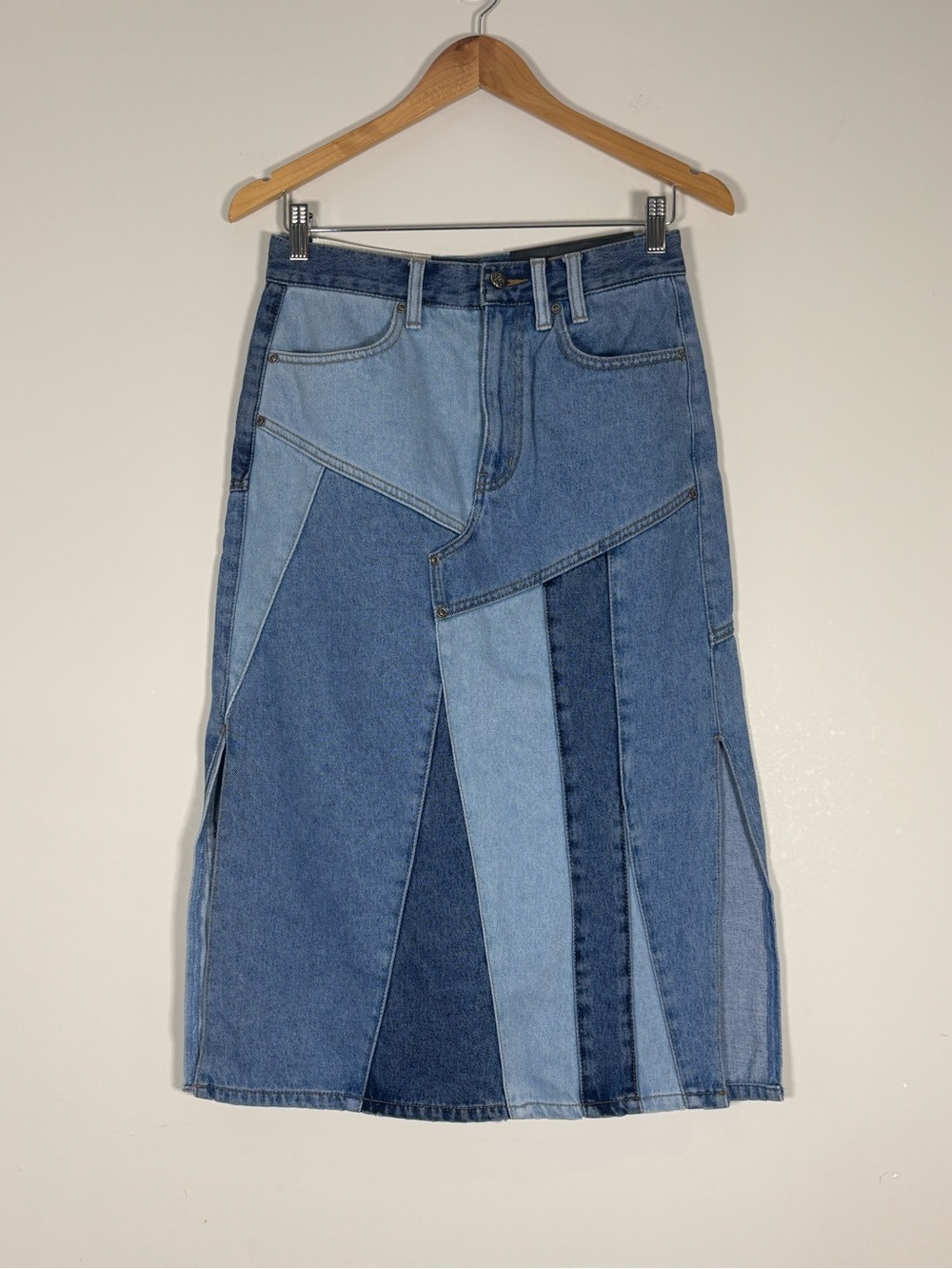 Andersson Bell Patchwork Denim Skirt - Blue Multi - Size Medium - NWT